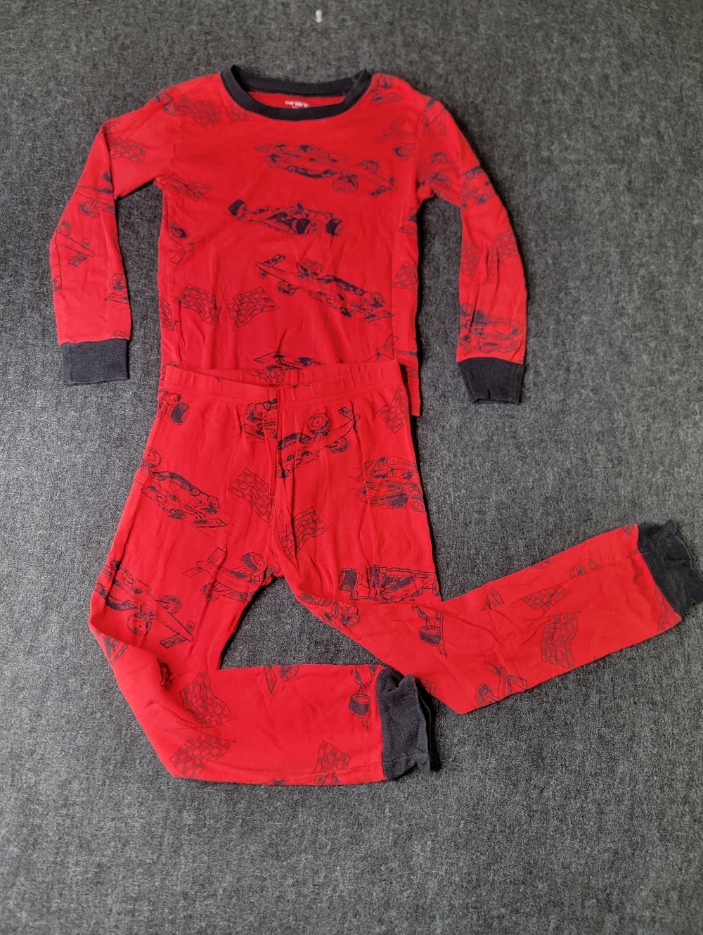 Carter's Little Kid's Red Black Race Car 100% Cotton Pajama Set Size 7 Boy's
